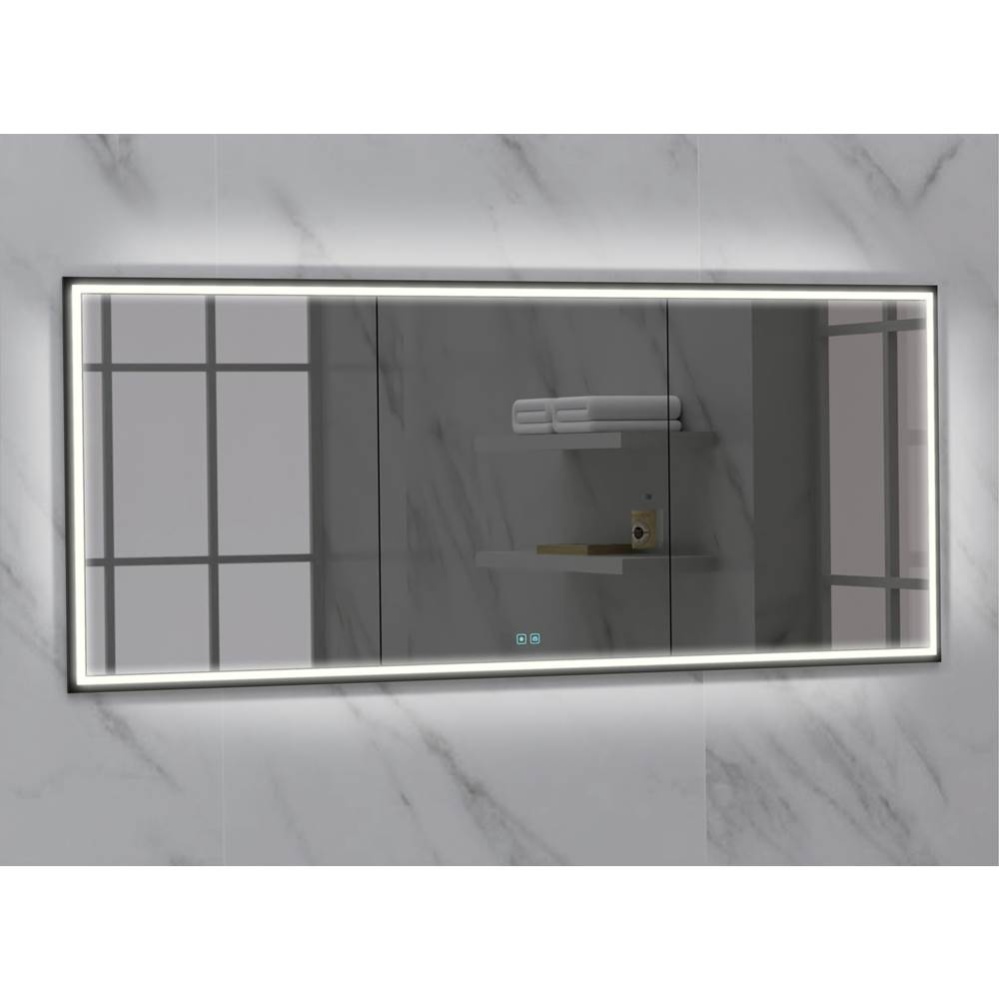 Illusion Lighted Mirrored Cabinet, Recessed Mount, 72'' x 36'' x 4-3/4'&a