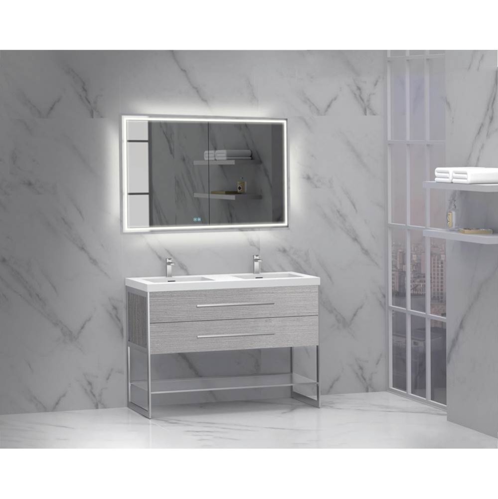 Silhouette 48D'' Free standing Vanity Ash Grey/HW: Polished Chrome(PC)