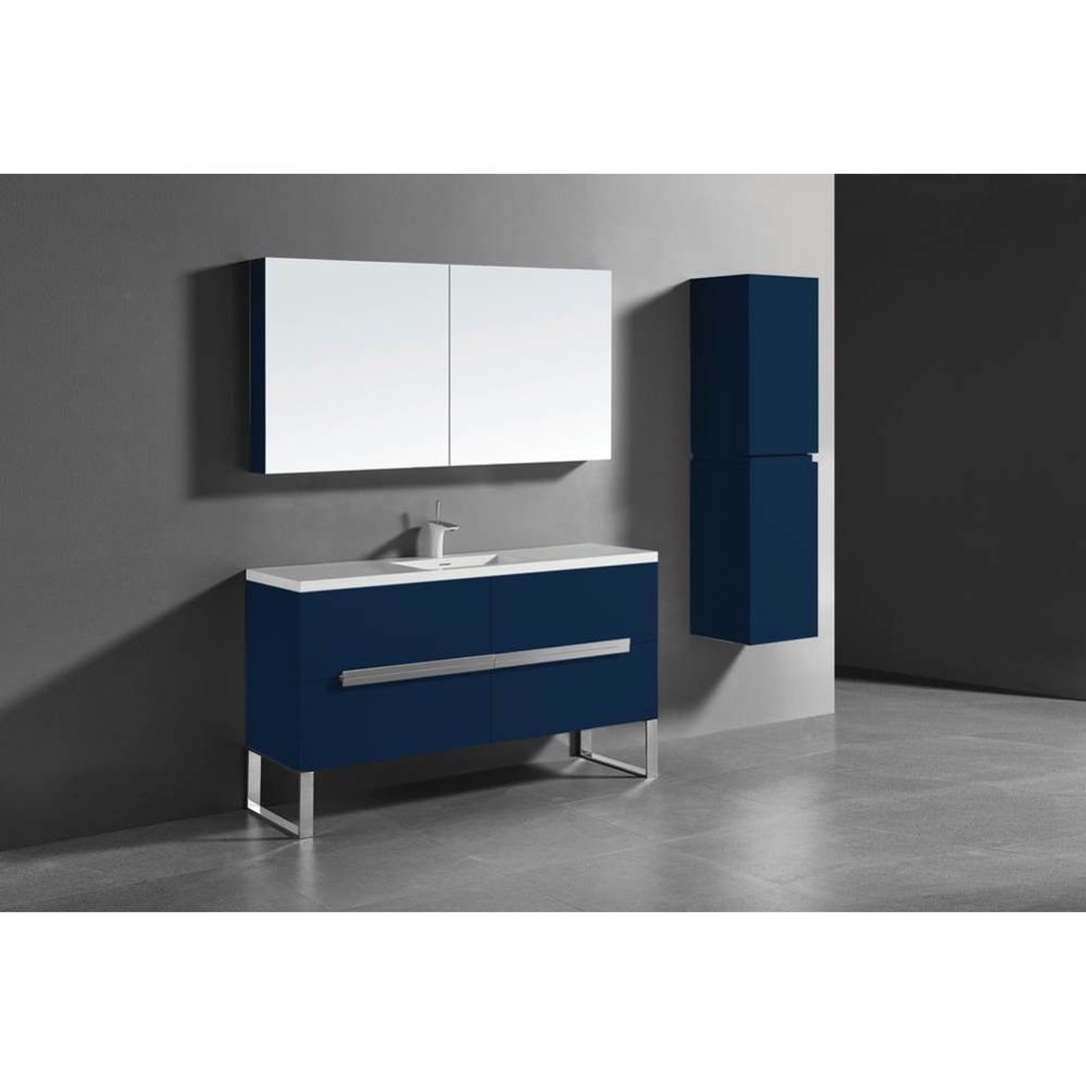 Soho 60C'' Free standing Vanity Cabinet in Sapphire/HW: Polished Chrome(PC)