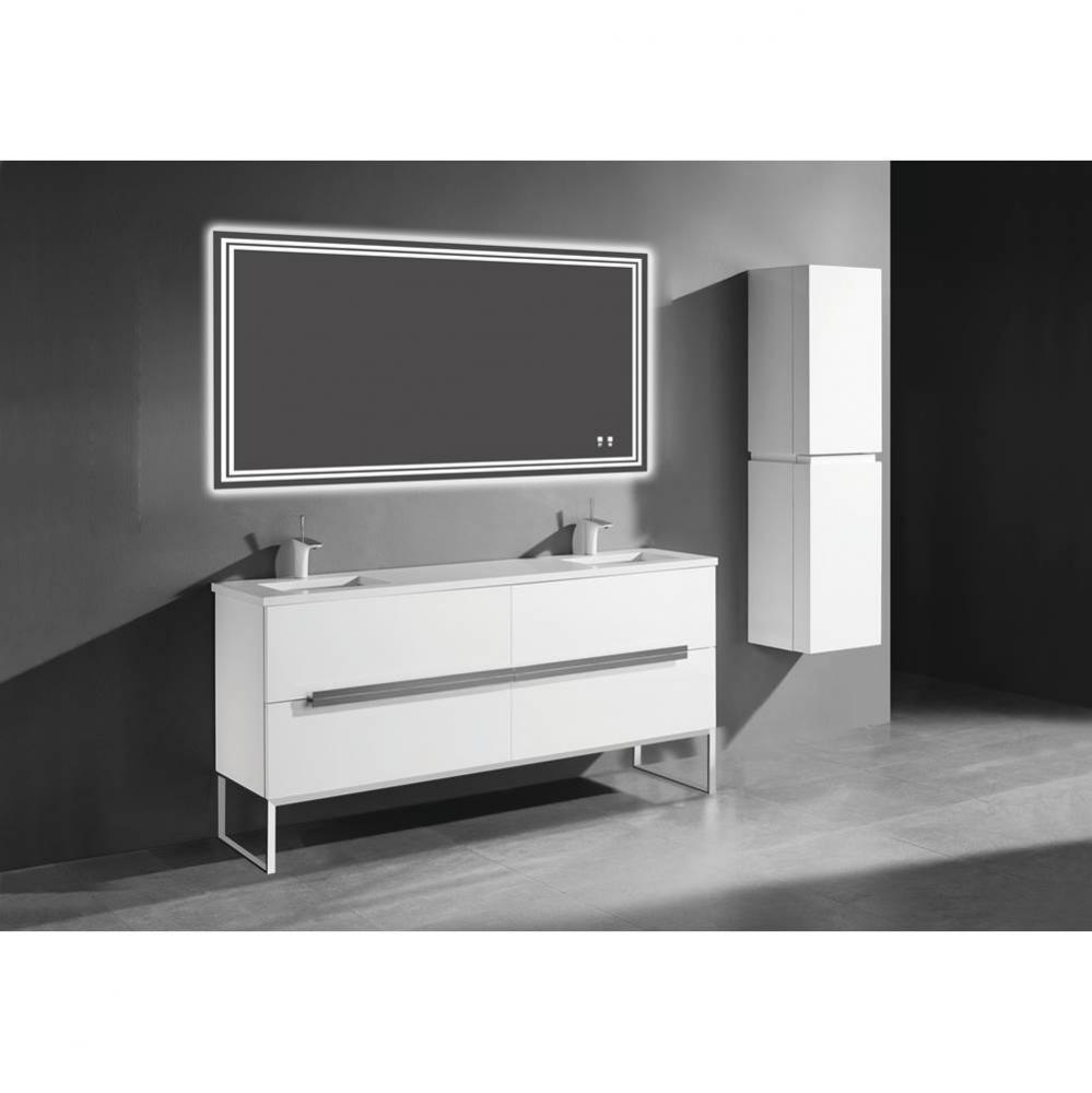 Soho 72D'' Free standing Vanity Cabinet in White/HW: Polished Chrome(PC)