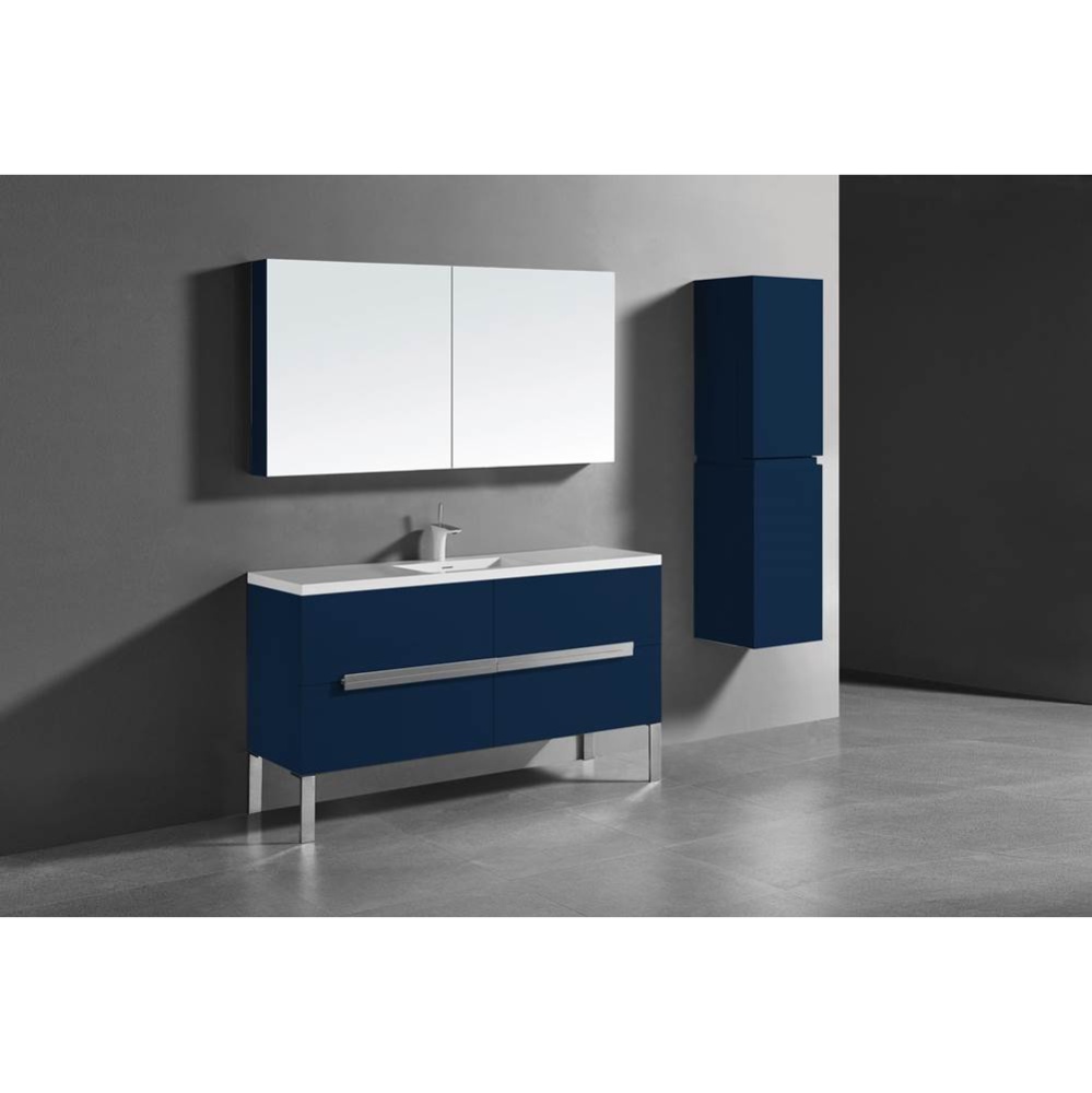 Soho 60C'' Free standing Vanity Cabinet in Sapphire/HW: Polished Chrome(PC)