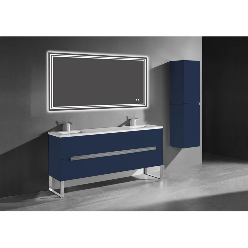 Soho 72D'' Free standing Vanity Cabinet in Sapphire/HW: Polished Chrome(PC)