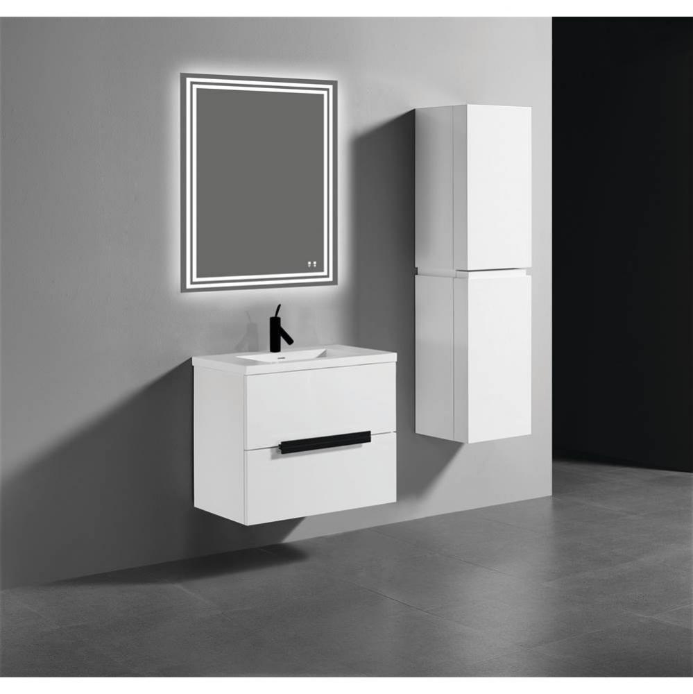 Urban 24'' Wall hung  Vanity Cabinet in White Finish/HW: Matte Black(MB)