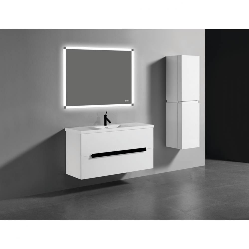 Urban 48C'' Wall hung  Vanity Cabinet in White Finish/HW: Polished Chrome(PC)