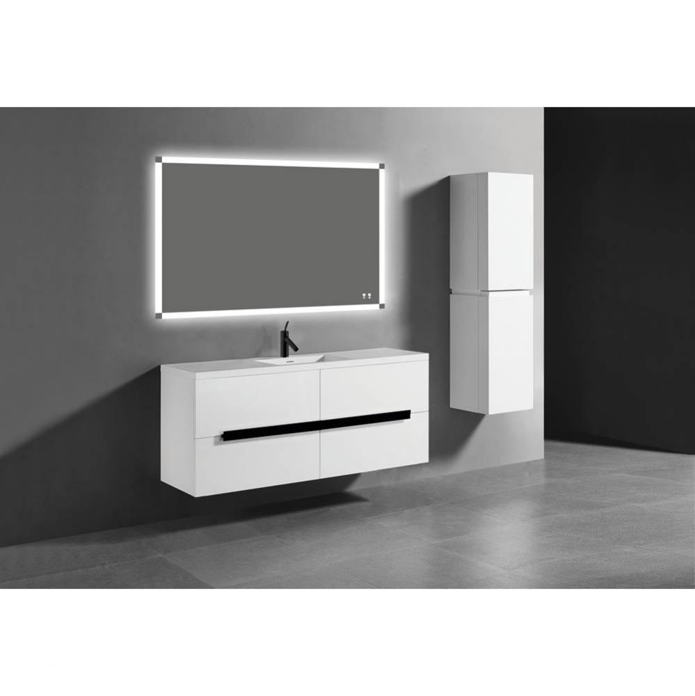 Urban 60C'' Wall hung  Vanity Cabinet in White Finish/HW: Polished Chrome(PC)