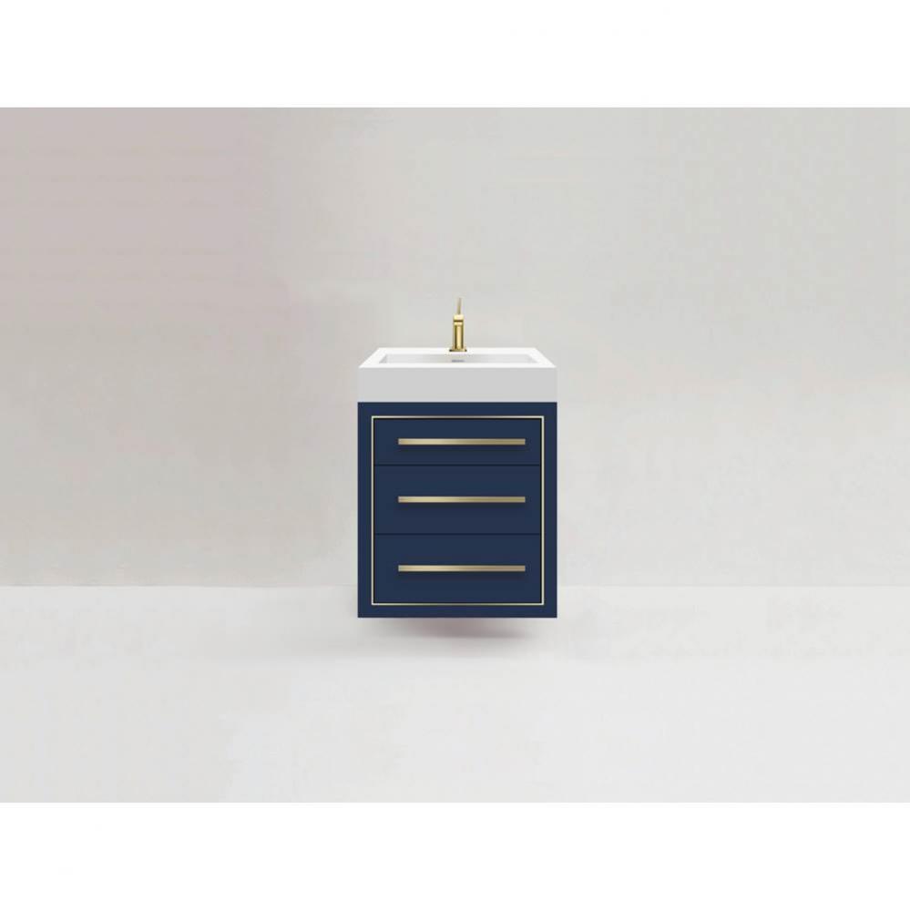 Villa 24'' Wall hung  Vanity Cabinet in Sapphire/HW: No handles - Inlay in Polished Chro