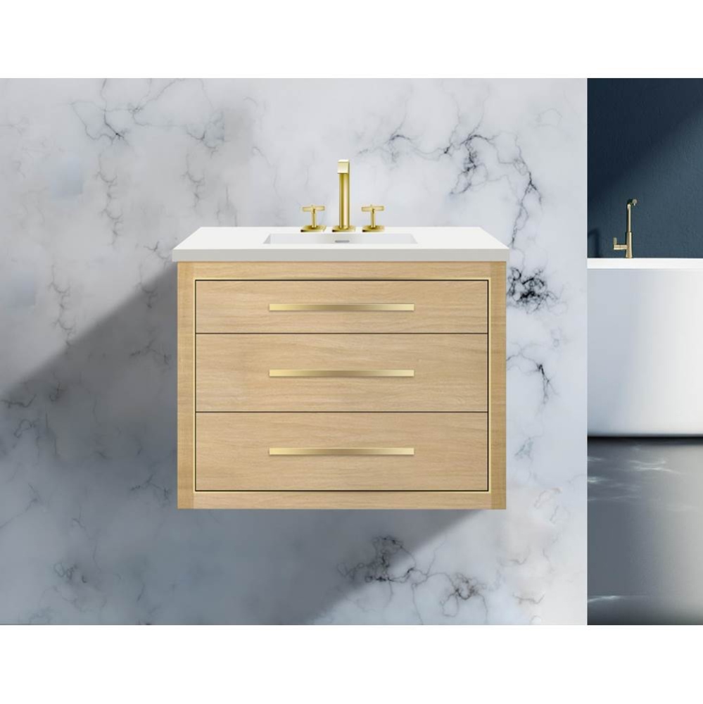 Villa 36'' Wall hung  Vanity Cabinet in Natural Oak/HW: No handles - Inlay in Polished C