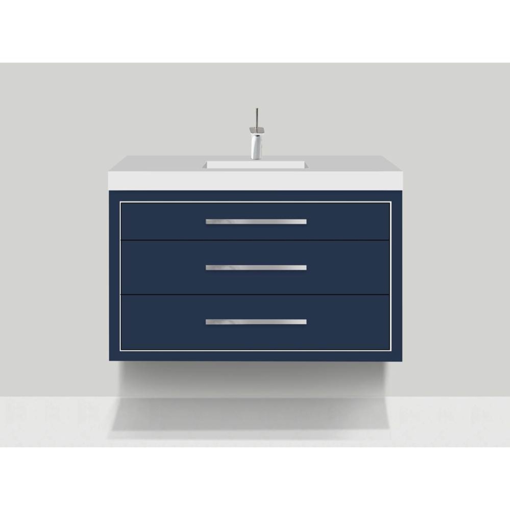 Villa 48C'' Wall hung  Vanity Cabinet in Sapphire/HW: No handles - Inlay in Polished Chr