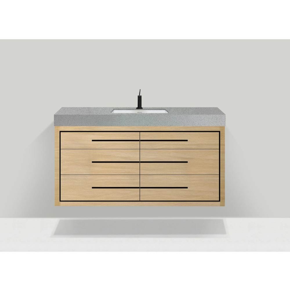 Villa 60C'' Wall hung  Vanity Cabinet in Natural Oak/HW: No handles - Inlay in Polished