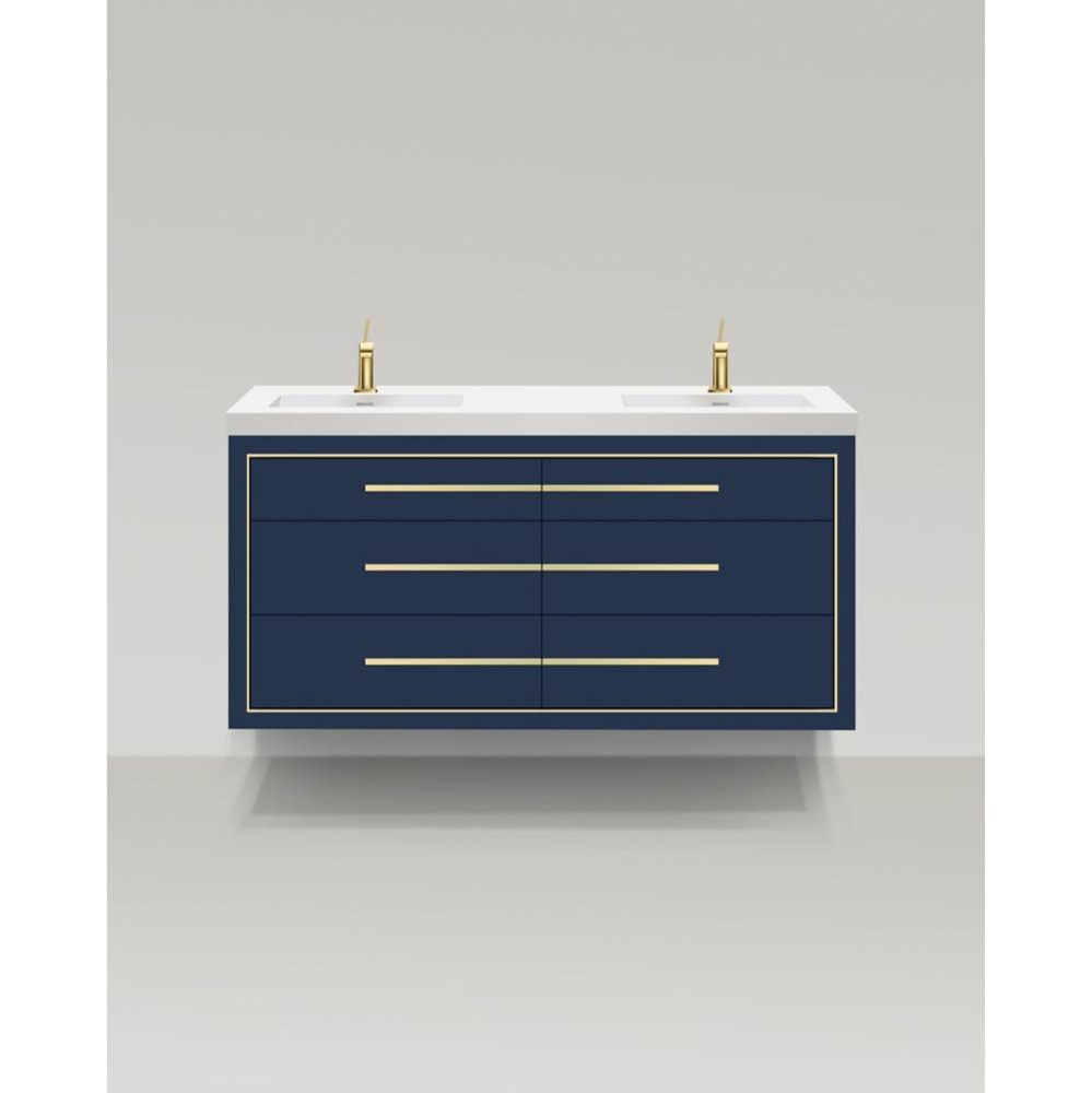 Villa 60D'' Wall hung  Vanity Cabinet in Sapphire/HW: No handles - Inlay in Polished Chr