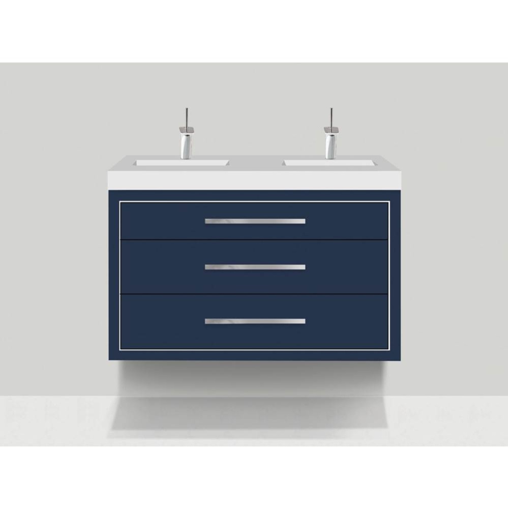 Villa 48D'' Wall hung  Vanity Cabinet in Sapphire/HW: No handles - Inlay in Polished Chr