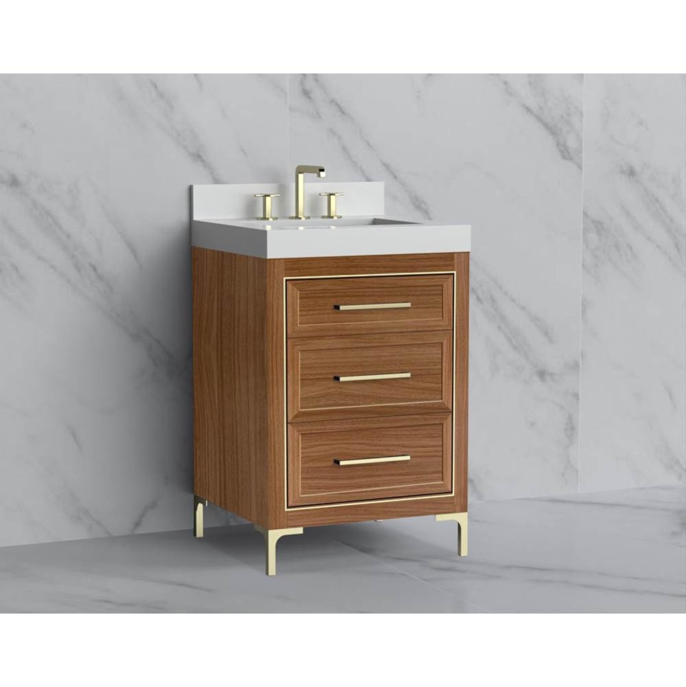 Vision 24'' Free standing Vanity Cabinet in Natural Walnut/HW: Handle & Feet Polishe
