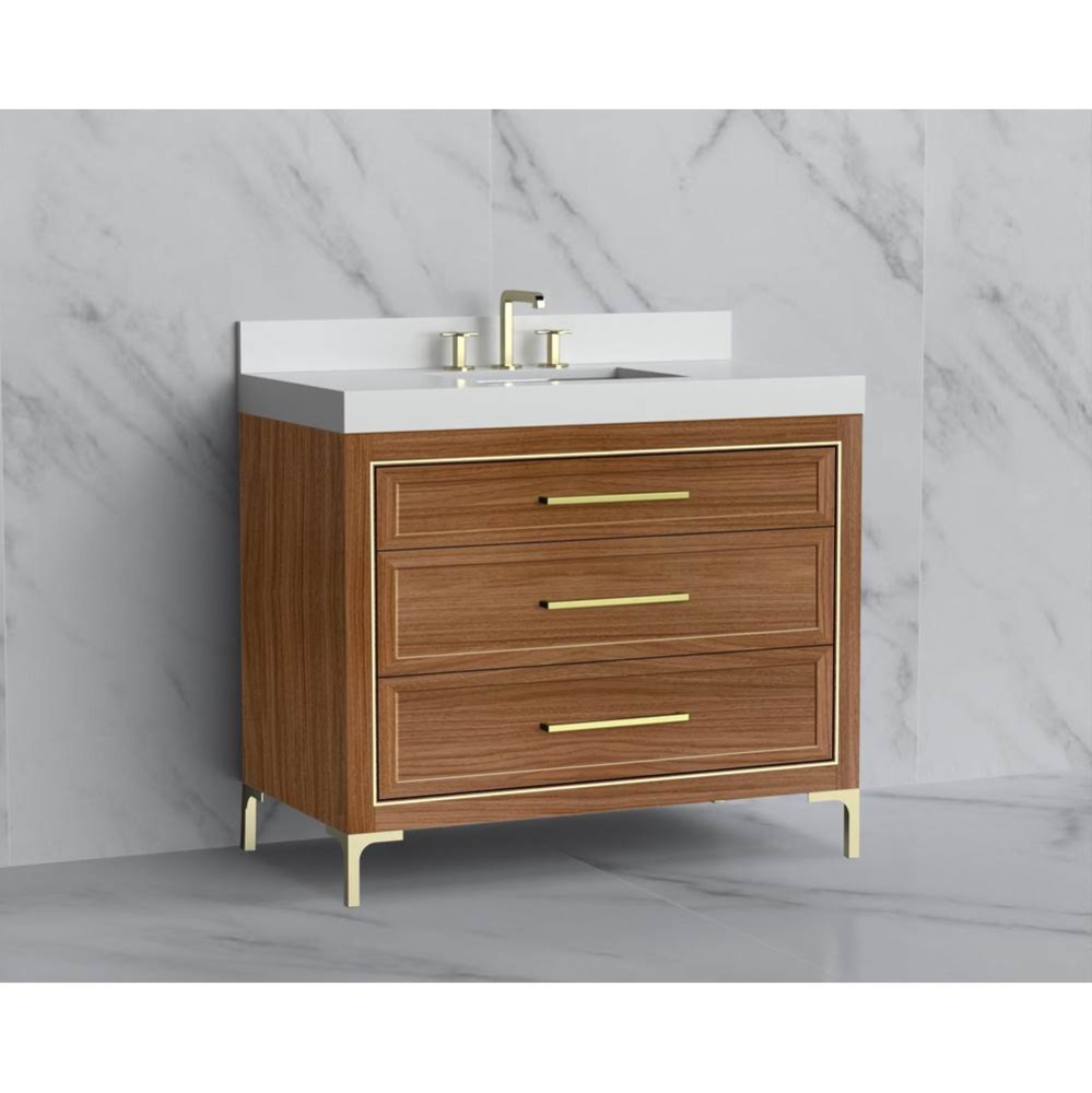 Vision 42'' Free standing Vanity Cabinet in Natural Walnut/HW: Handle & Feet Polishe