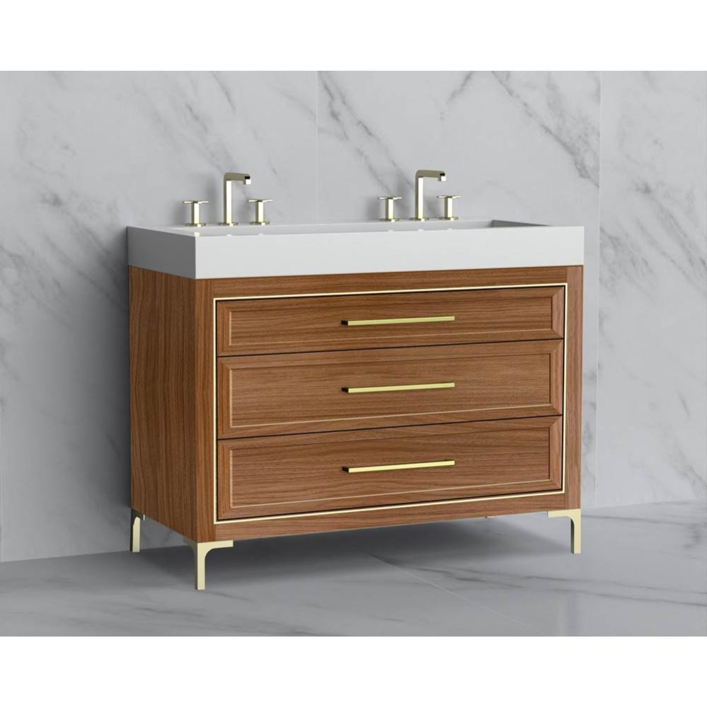 Vision 48D'' Free standing Vanity Cabinet in Natural Walnut/HW: Handle & Feet Polish