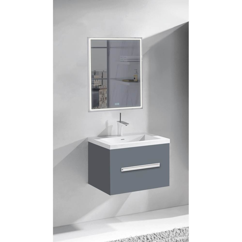 Vogue 24'' Wall Hung Vanity Cabinet Studio Grey/HW: Polished Chrome(PC)