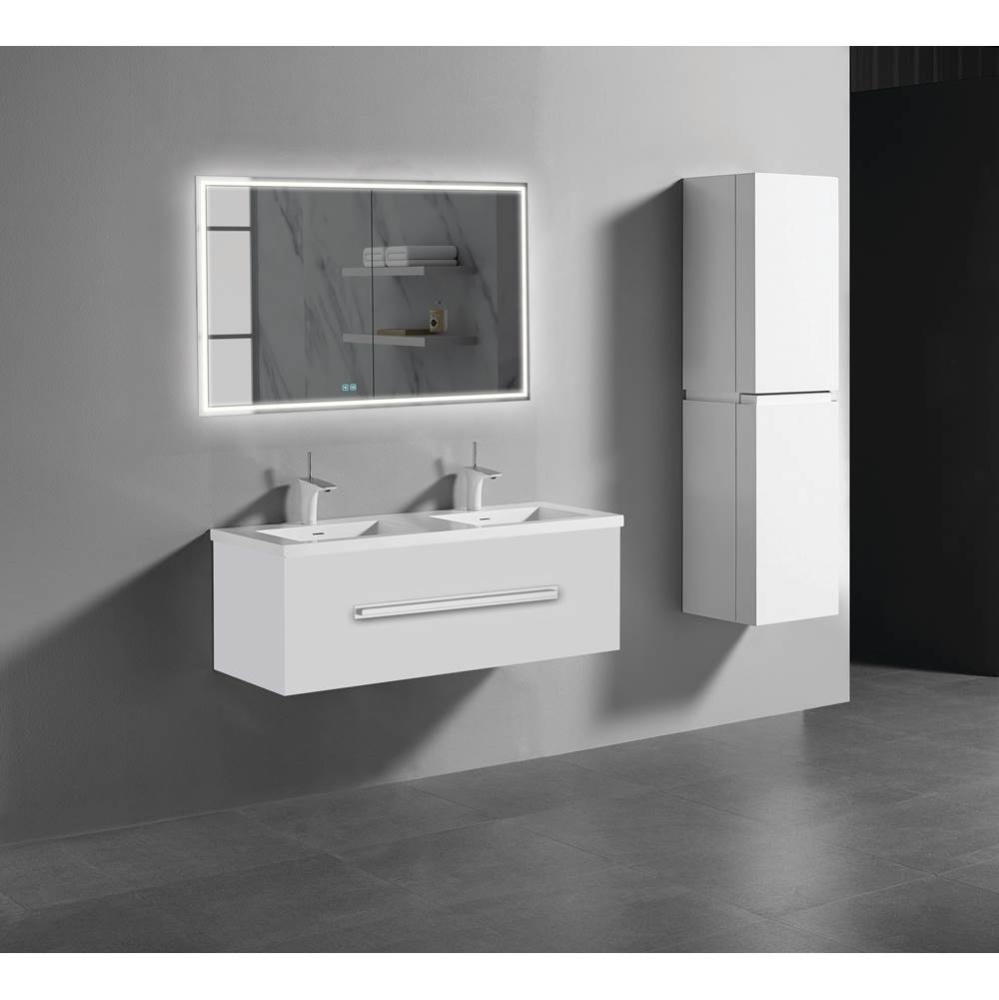 Vogue 48D'' Wall Hung Vanity Cabinet White/HW: Polished Chrome(PC)