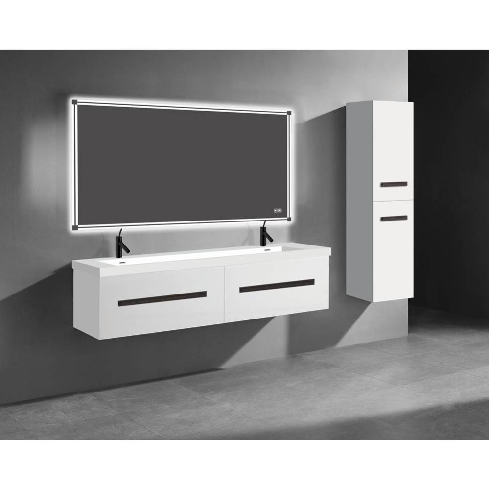 Vogue 72'' Wall Hung Vanity Cabinet White/HW: Polished Chrome(PC)