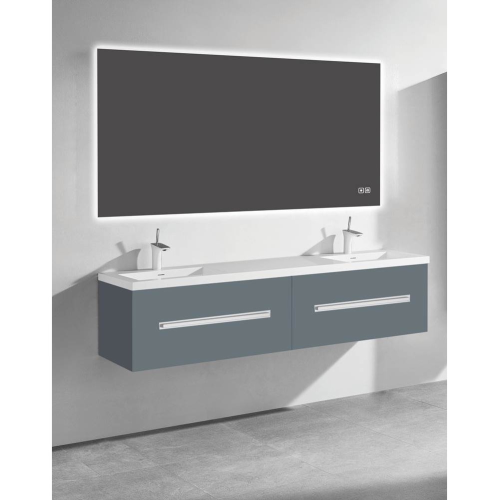 Vogue 72'' Wall Hung Vanity Cabinet Studio Grey/HW: Polished Chrome(PC)