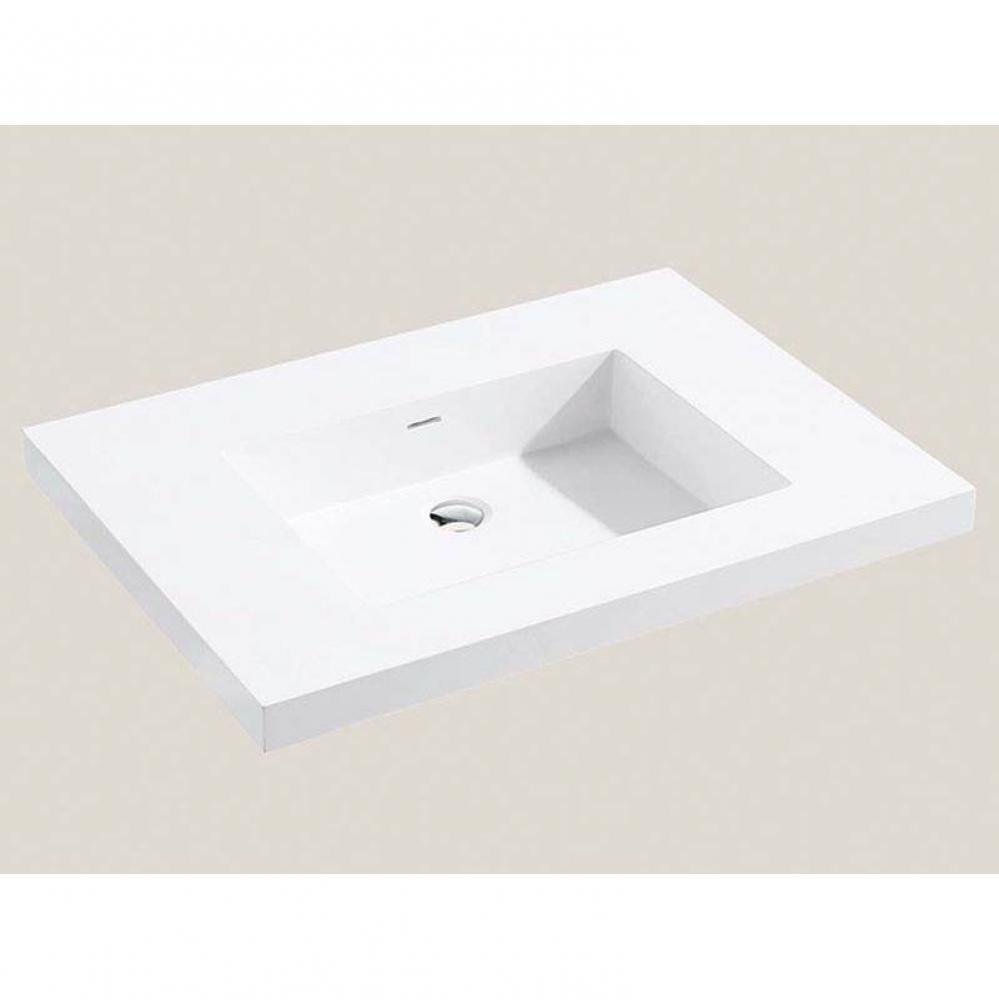 X-Stone Top/Basin, 30'' x 18'' x 1-1/2'', Glossy White, No Faucet Ho