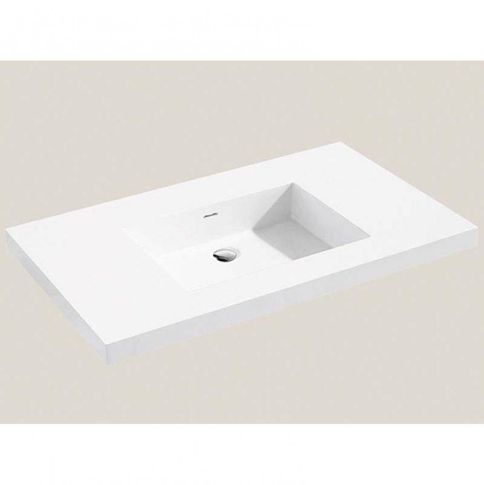 X-Stone Top/Basin, 36'' x 18'' x 1-1/2'', Glossy White, No Faucet Ho