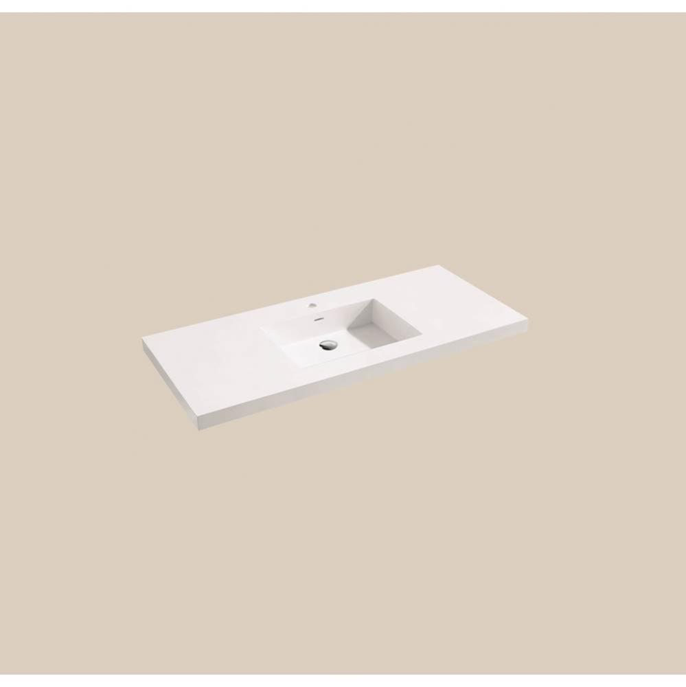 X-Stone Top/Basin, 42'' x 18'' x 1-1/2'', Glossy White, Single Fauce