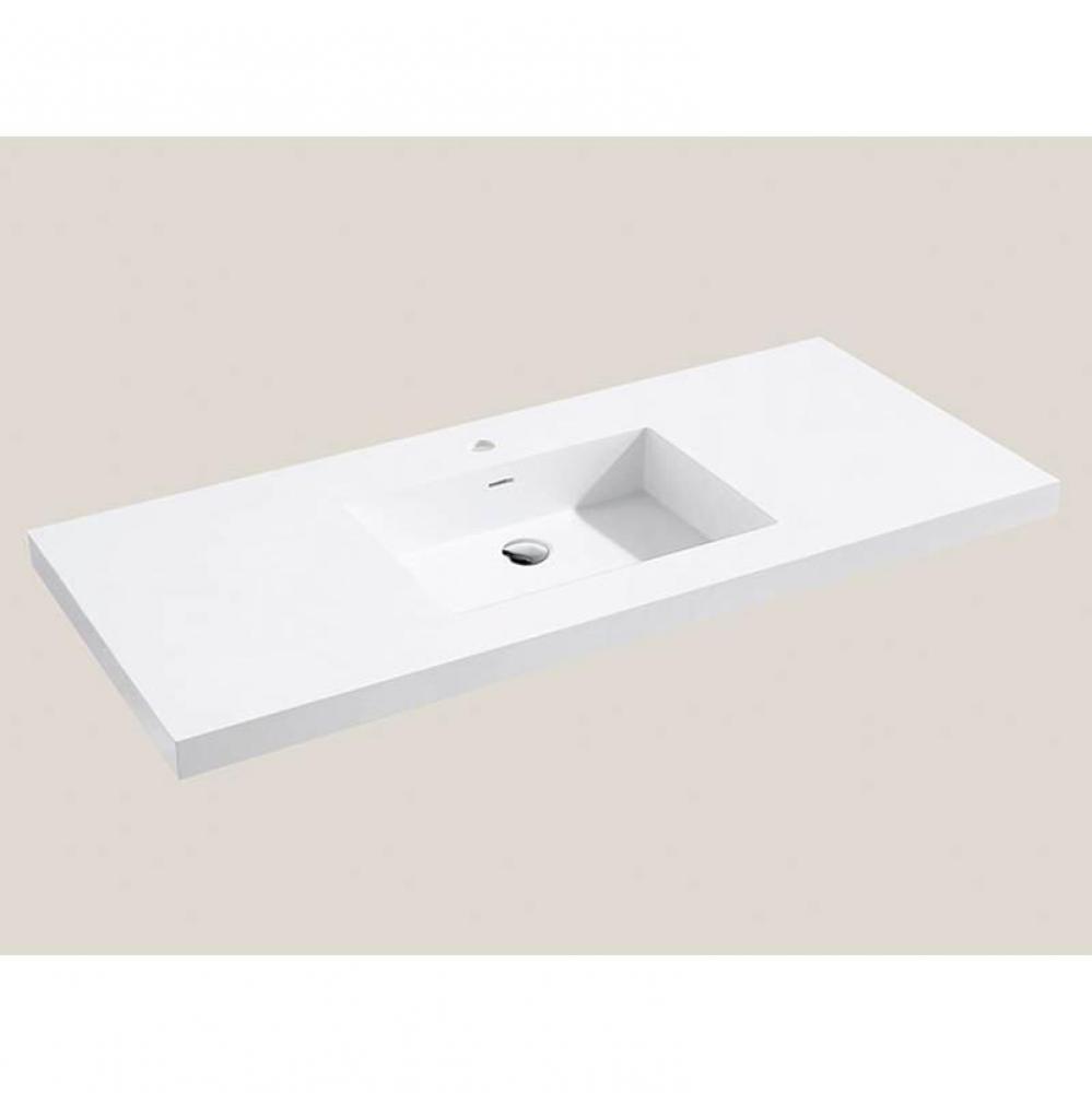 X-Stone Top/Basin, 48'' x 18'' x 1-1/2'', Single Basin, Glossy White