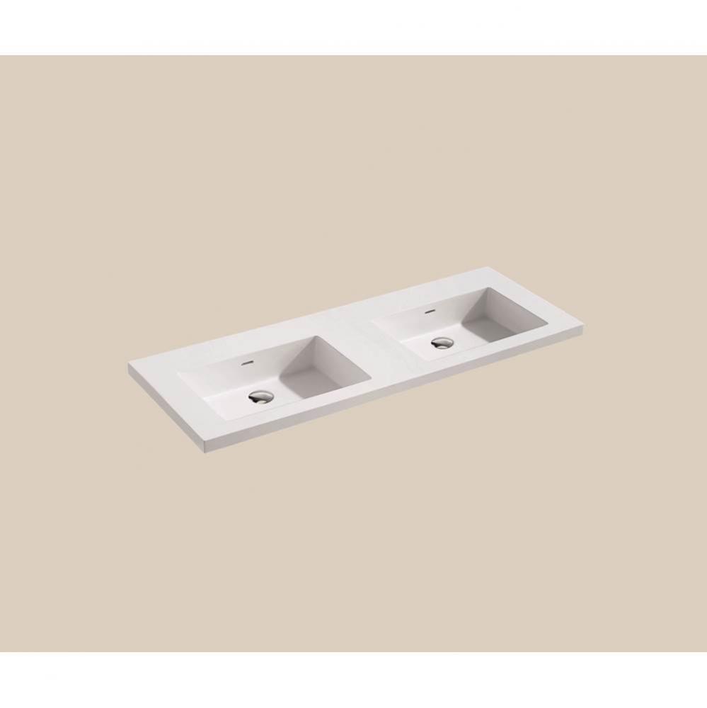 X-Stone Top/Basin, 48'' x 18'' x 1-1/2'', Double Basin, Glossy White