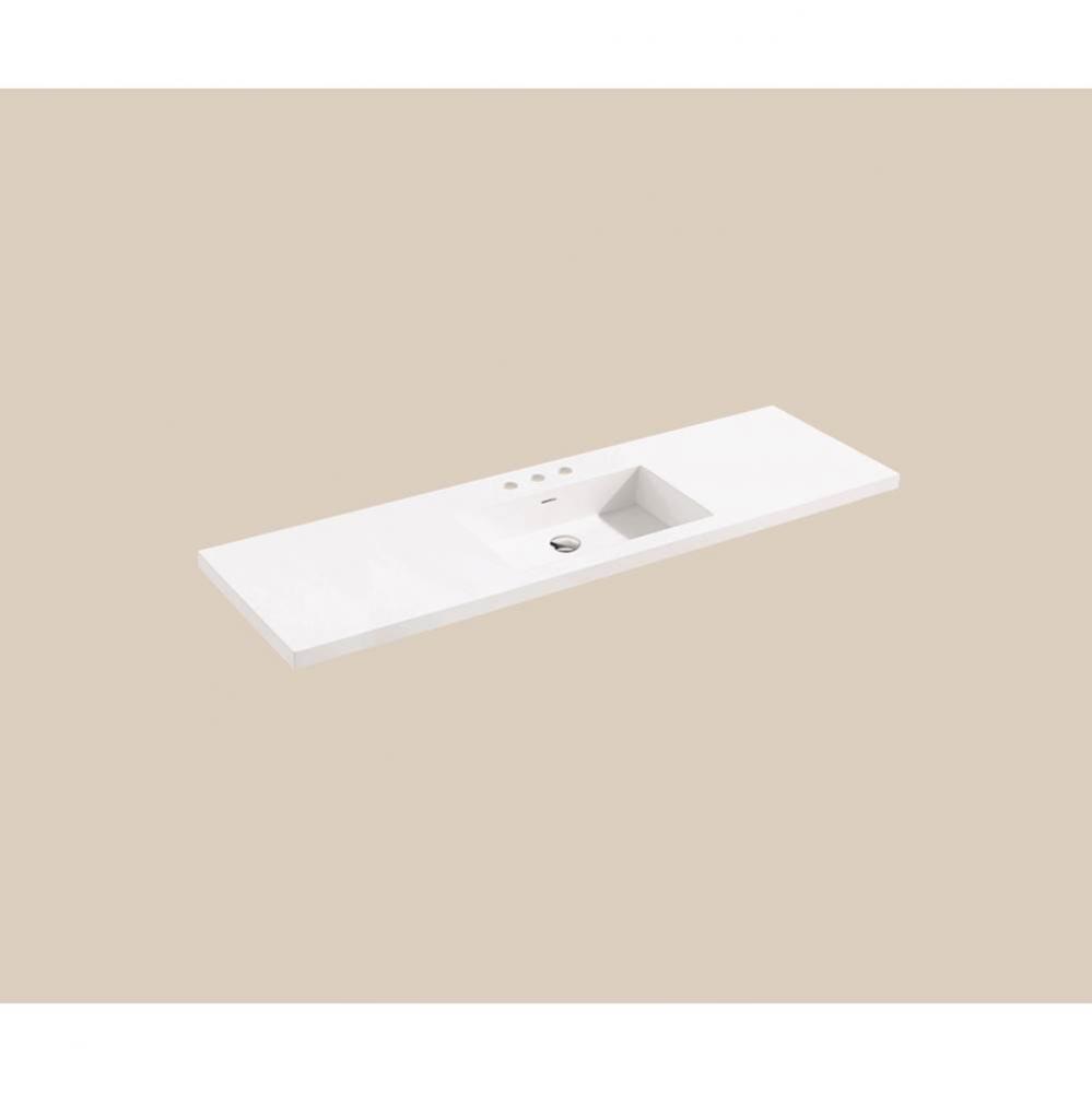 X-Stone Top/Basin, 60'' x 18'' x 1-1/2'', Single Basin, Glossy White