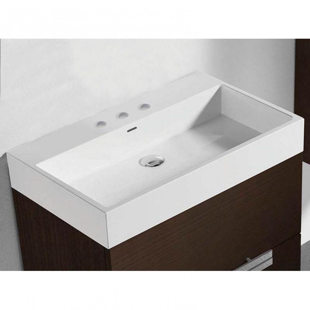X-Stone Trough Sink, 24'' x 18'' x 4-1/2'', Glossy White, 8'&ap