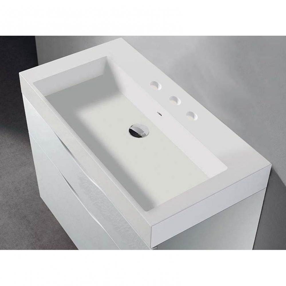 X-Stone Trough Sink, 36'' x 18'' x 4-1/2'', Glossy White, 8'&ap
