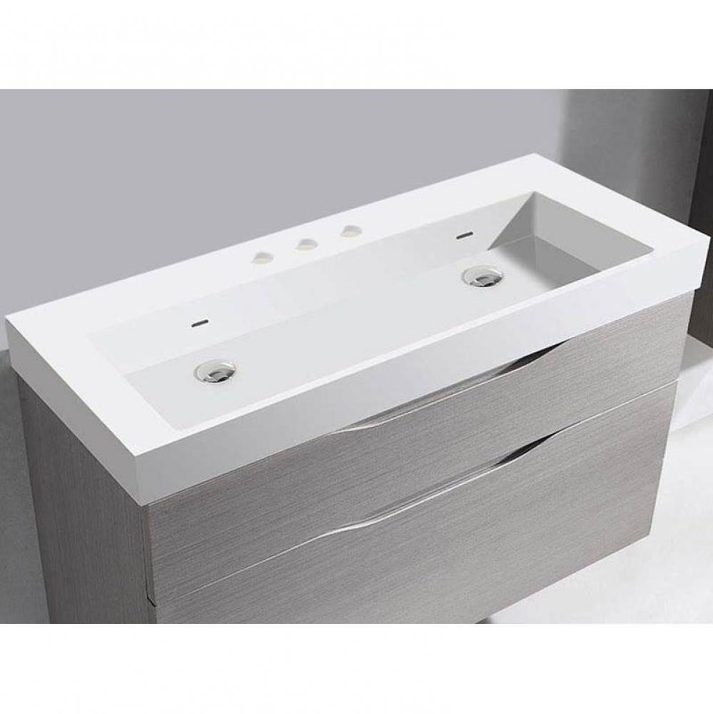 X-Stone Trough Sink, 48'' x 18'' x 4-1/2'', Glossy White, 8'&ap