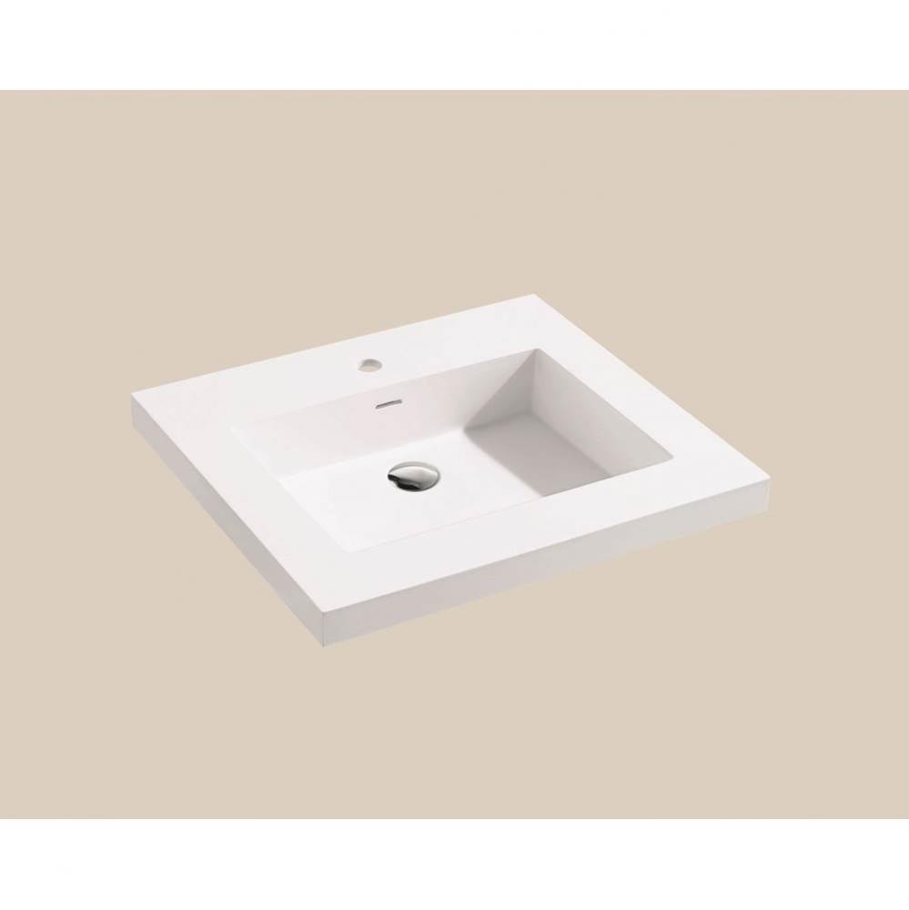 X-Stone Top/Basin, 20'' x 22'' x 2'', Glossy White, Single Faucet Ho