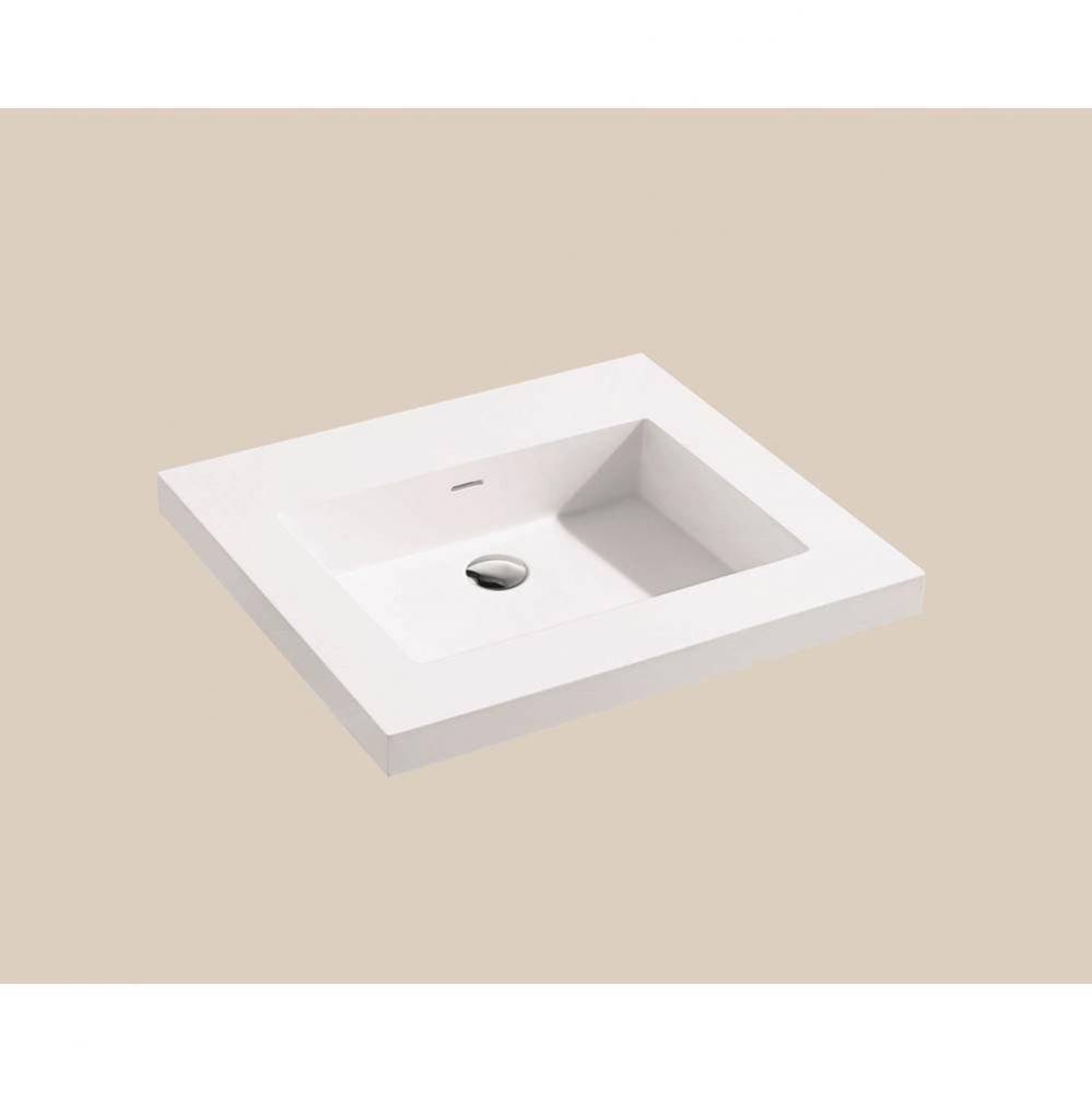 X-Stone Top/Basin, 24'' x 22'' x 2'', Glossy White, No Faucet Hole