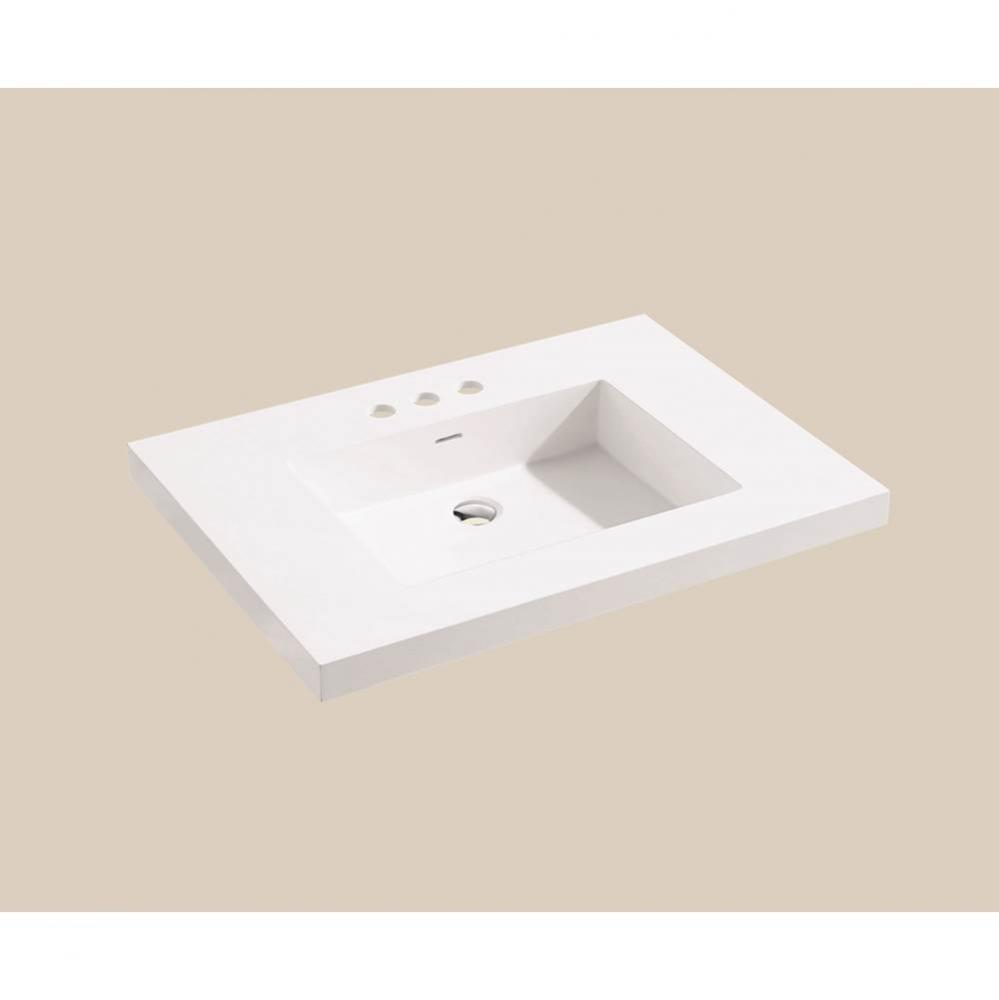 X-Stone Top/Basin, 30'' x 22'' x 2'', Glossy White, 8'' Wi
