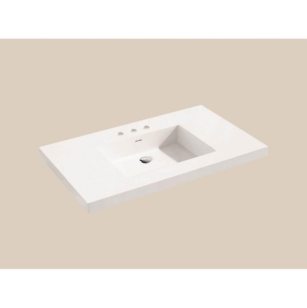 X-Stone Top/Basin, 42'' x 22'' x 2'', Glossy White, 8'' Wi