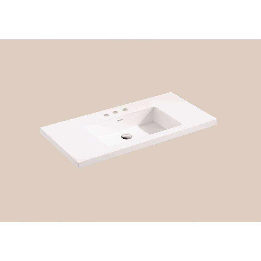 X-Stone Top/Basin, 60'' x 22'' x 2'', Single Basin, Glossy White, 8&