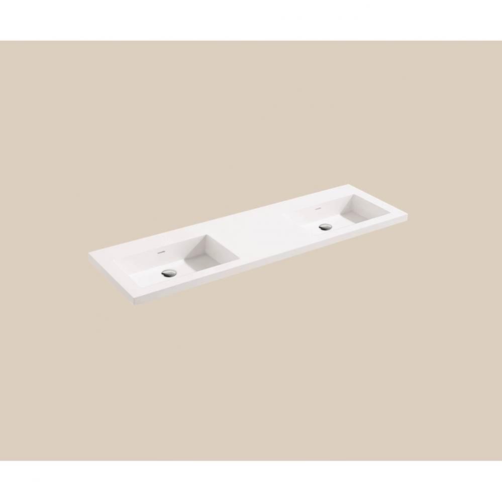 X-Stone Top/Basin, 60'' x 22'' x 2'', Double Basin, Glossy White, No