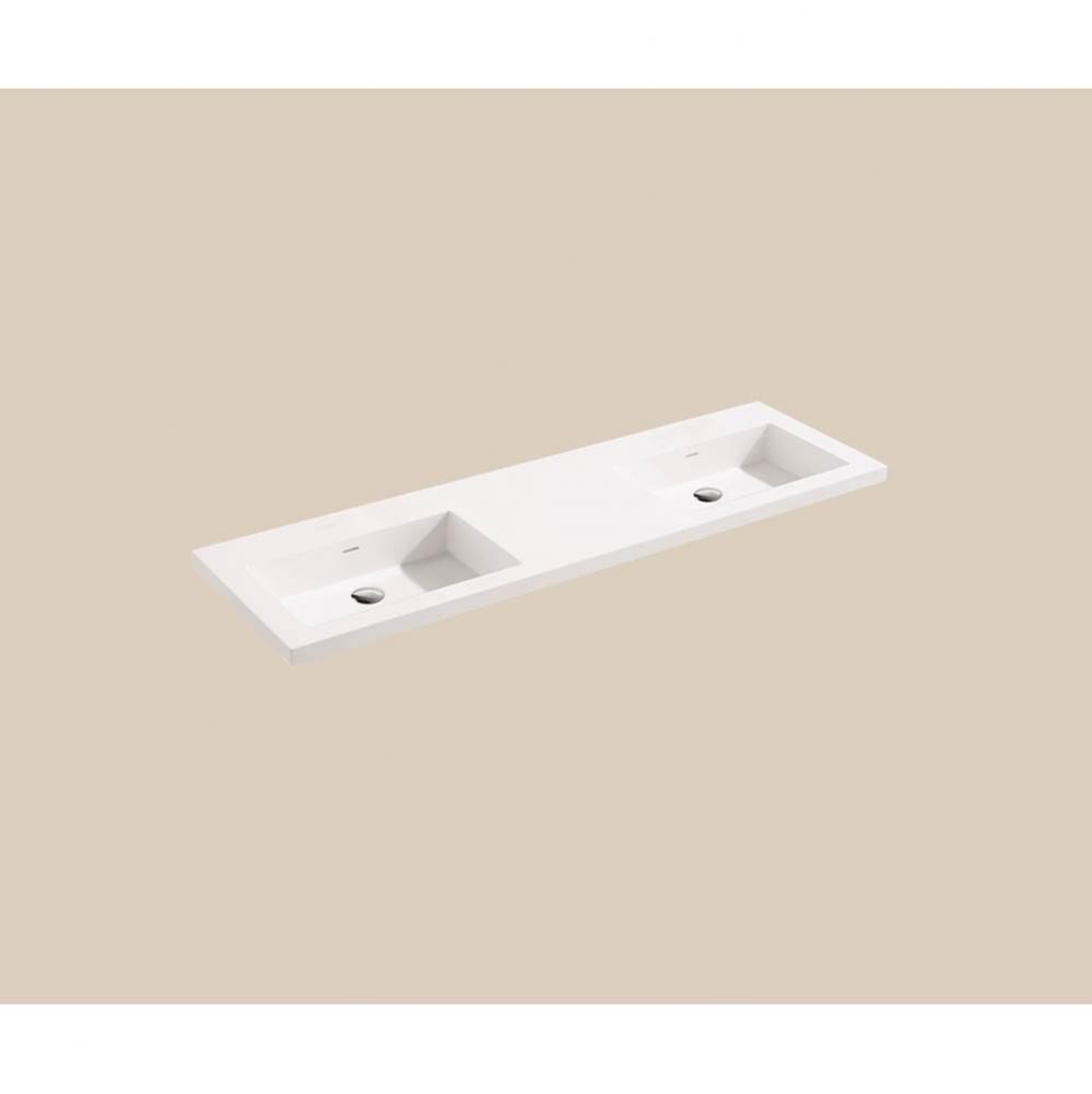 X-Stone Top/Basin, 72'' x 22'' x 2'', Double Basin, Glossy White, No