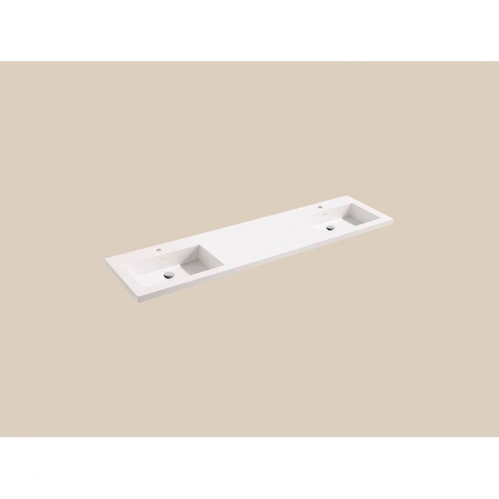 X-Stone Top/Basin, 72'' x 22'' x 2'', Double Basin, Glossy White, Si