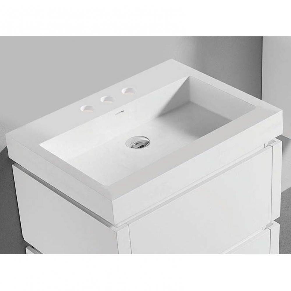 X-Stone Trough Sink, 30'' x 22'' x 4-1/2'', Glossy White, 8'&ap