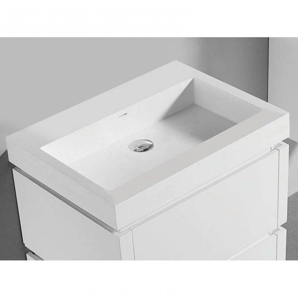 X-Stone Trough Sink, 36'' x 22'' x 4-1/2'', Glossy White, No Faucet