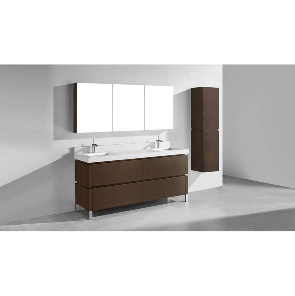 Metro 72D'' Free Standing  Vanity Cabinet in  Walnut/HW: Polished Chrome(PC)