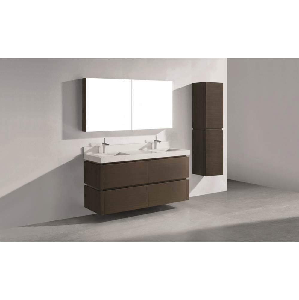 Cube 60D'' Wall hung  Vanity Cabinet in Walnut