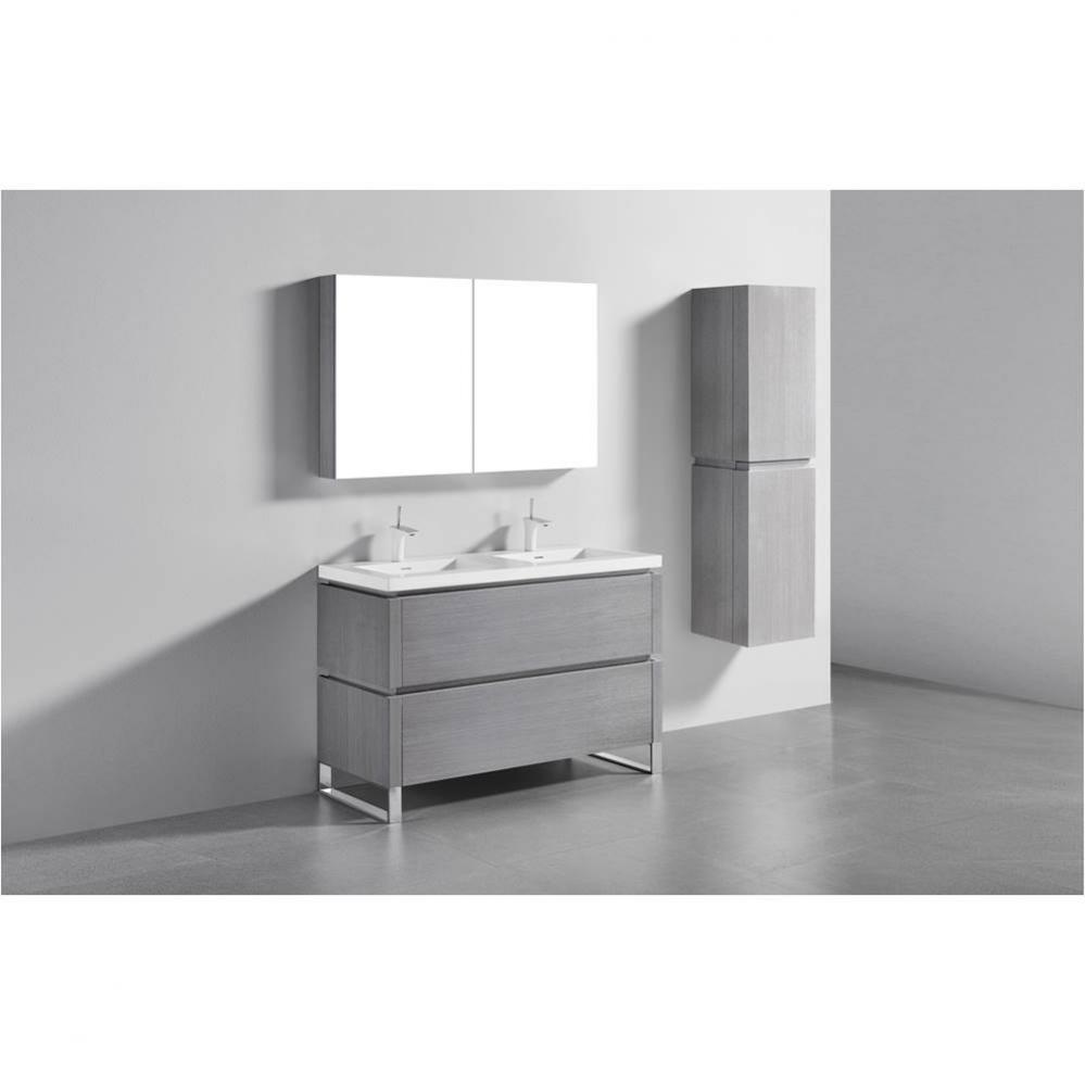 Metro 48D'' Free Standing  Vanity Cabinet in Ash Grey/HW: Polished Chrome(PC)