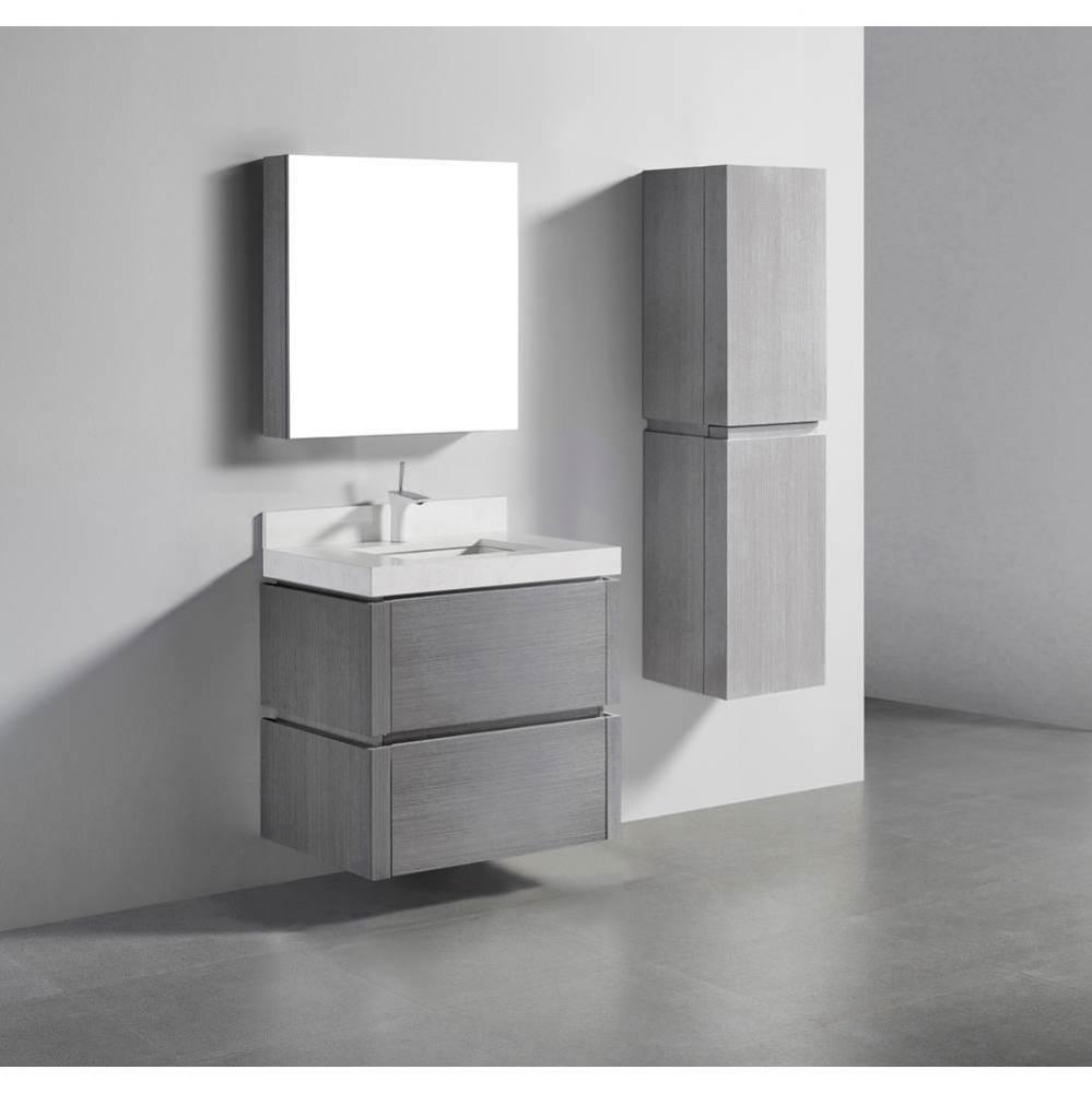 Cube 30'' Wall hung  Vanity Cabinet in Ash Grey