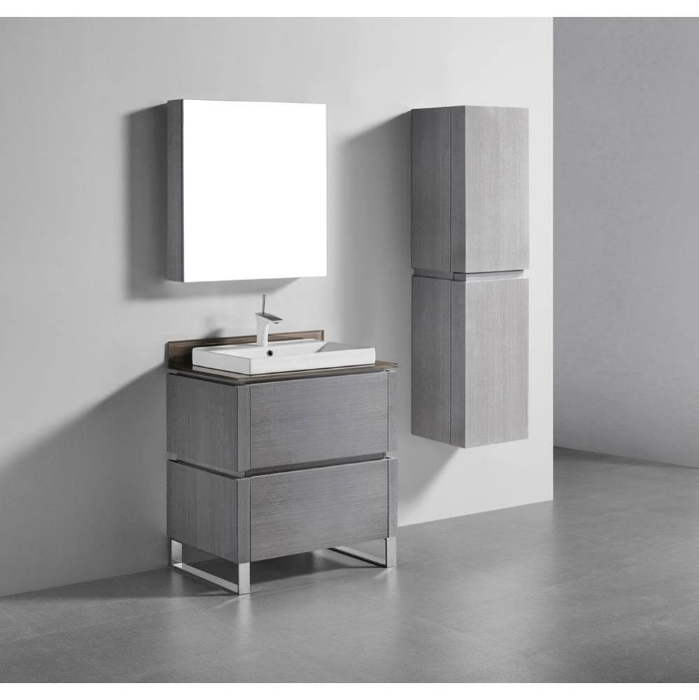 Metro 30'' Free Standing  Vanity Cabinet in Ash Grey/HW: Polished Chrome(PC)