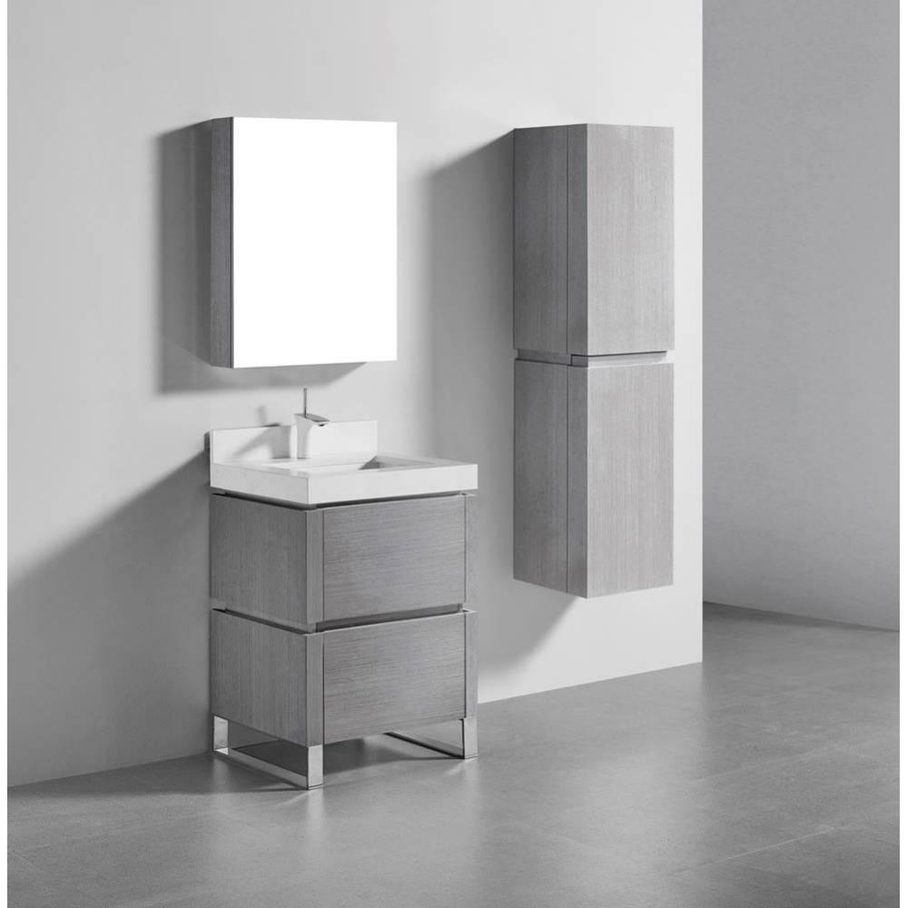 Metro 24'' Free Standing  Vanity Cabinet in Ash Grey/HW: Polished Chrome(PC)