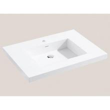Madeli XTU1815-30-110-WH - X-Stone Top/Basin, 30'' x 18'' x 1-1/2'', Glossy White, Single Fauce