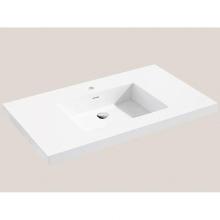 Madeli XTU1815-36-110-WH - X-Stone Top/Basin, 36'' x 18'' x 1-1/2'', Glossy White, Single Fauce
