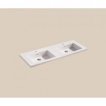 Madeli XTU1815-48-230-WH - X-Stone Top/Basin, 48'' x 18'' x 1-1/2'', Double Basin, Glossy White